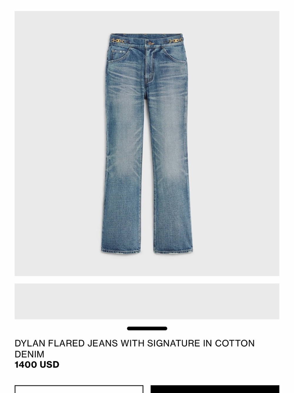Celine Light Blue Flared Jeans with Signature Waistdetail